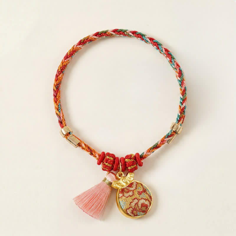 Handwoven Five Color Apple Money Bag Gourd Chinese Lock Charm Protection Bracelet