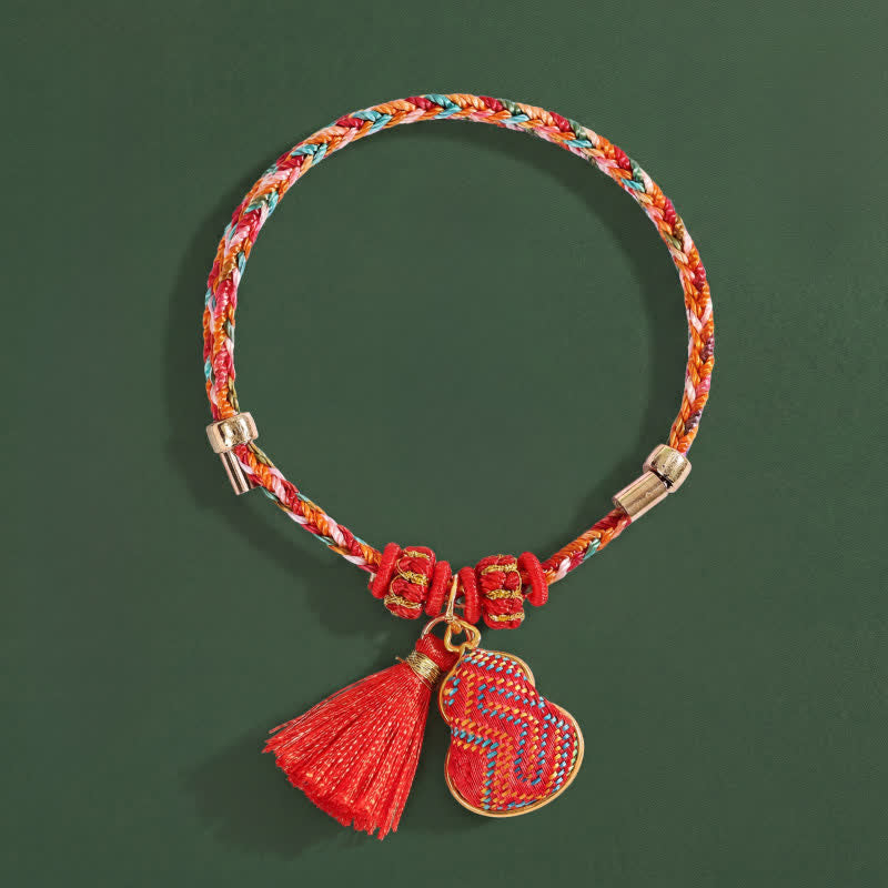 Handmade Five-Color Cord Luck Red Song Brocade Chinese Lock Charm Apple Money Bag Gourd Zongzi Braided Bracelet