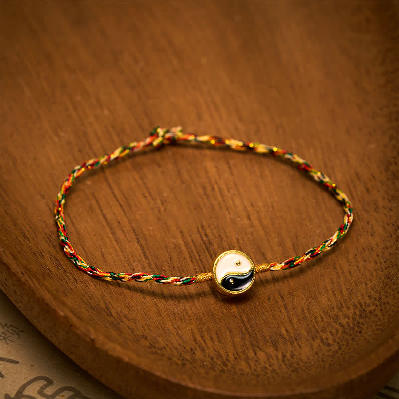 Hand-Woven Yin Yang Colorful Thin Cord String Protection Braided Bracelet