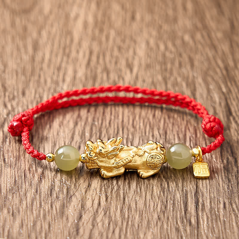 Copper Pi Xiu Fu Character Luck Red String Bracelet