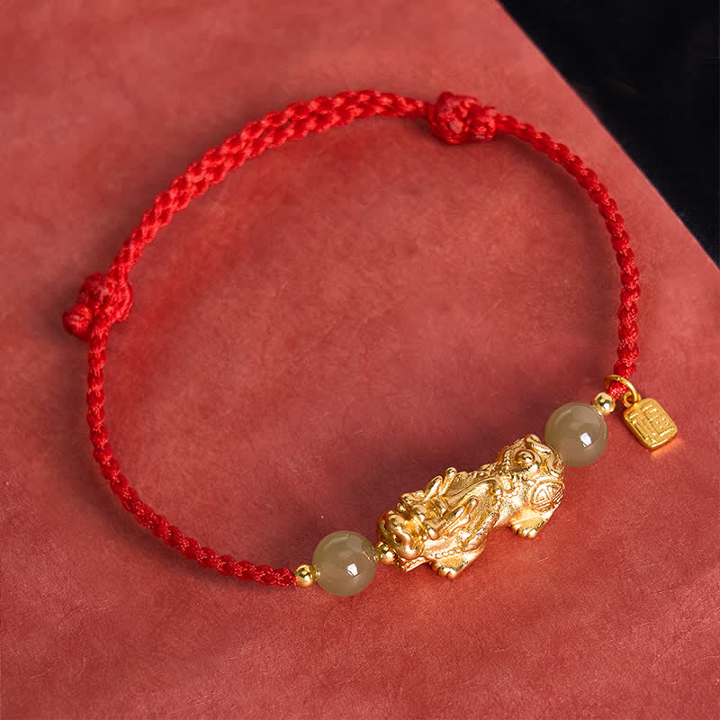 Copper Pi Xiu Fu Character Luck Red String Bracelet