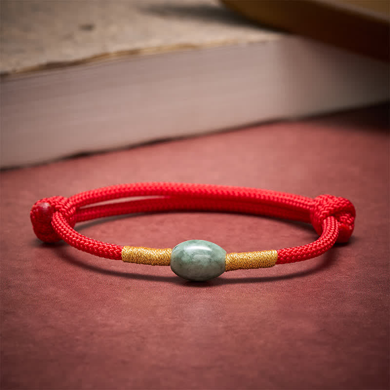 Jade Bead Red String Protection Bracelet