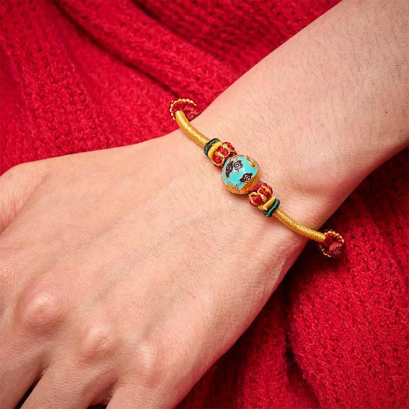 Copper Dragon Bead Red String Strength Braided Bracelet