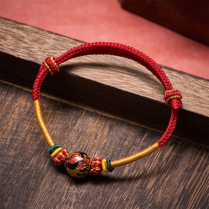 Copper Dragon Bead Red String Strength Braided Bracelet