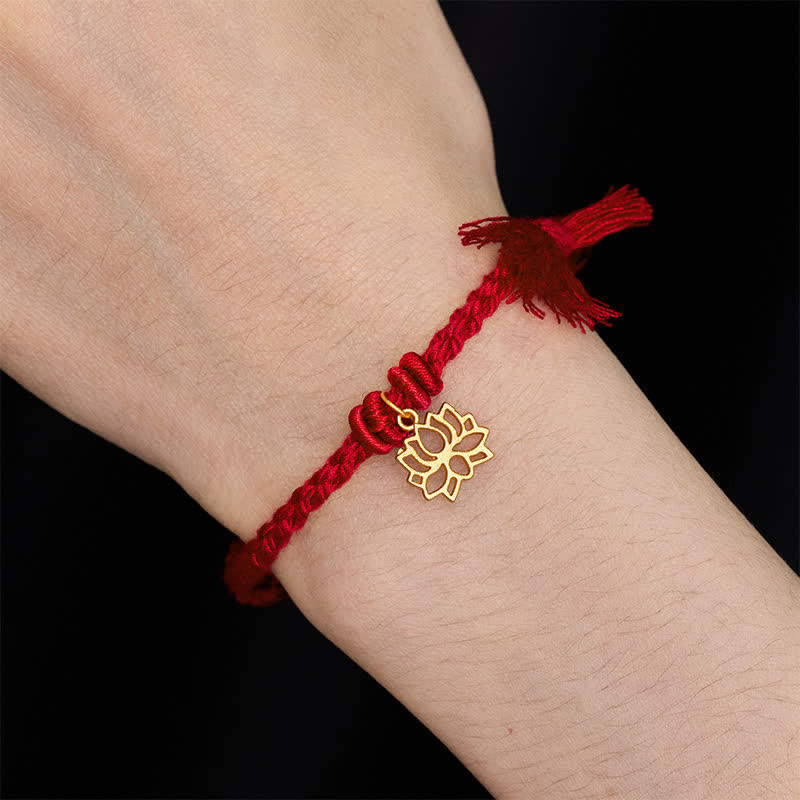 Copper Lotus Red String New beginning Bracelet