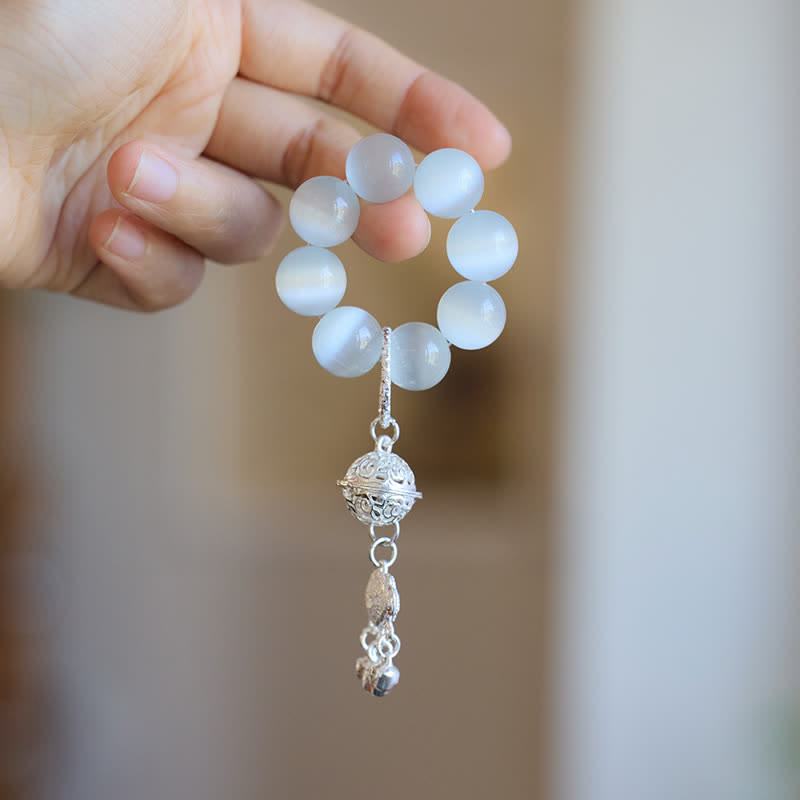 White Cat's Eye Bell Ruyi Luck Tactile Meditation Beads Decorations