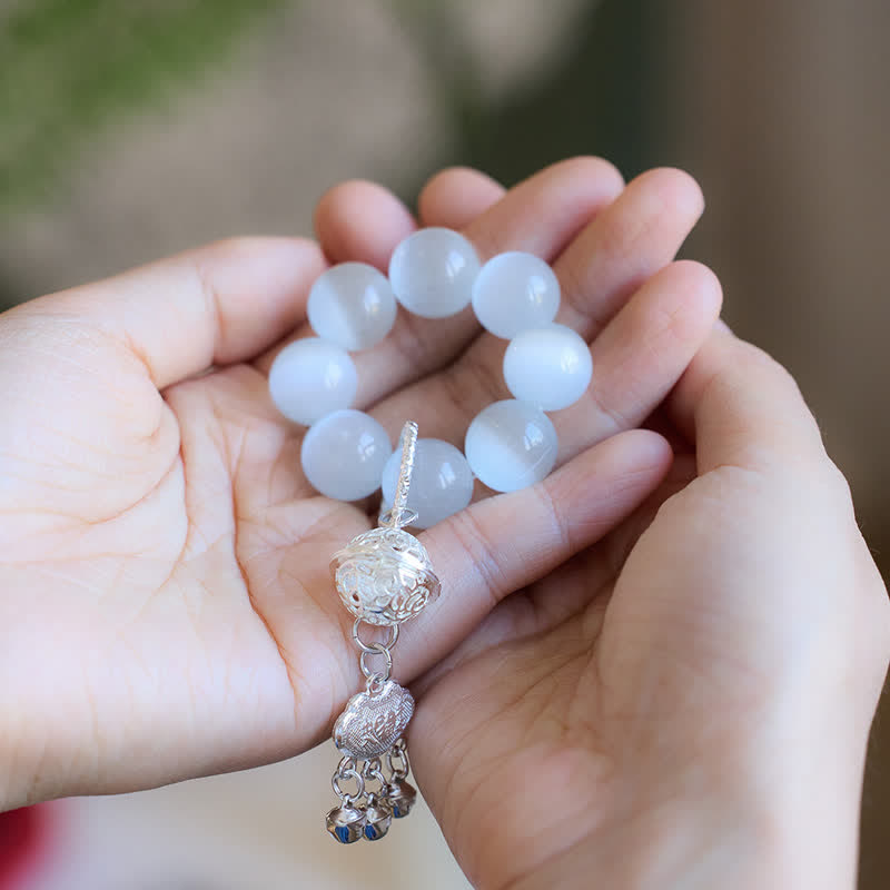 White Cat's Eye Bell Ruyi Luck Tactile Meditation Beads Decorations