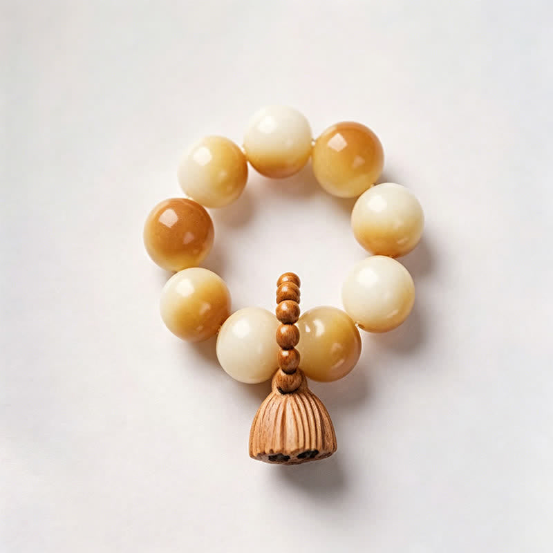 White Bodhi Seed Lotus Pod Grounding Hand-Polished Tactile Meditation Beads Decorations