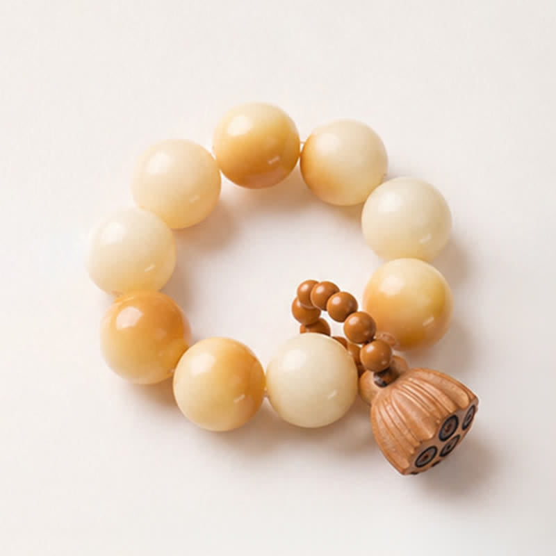 White Bodhi Seed Lotus Pod Grounding Hand-Polished Tactile Meditation Beads Decorations