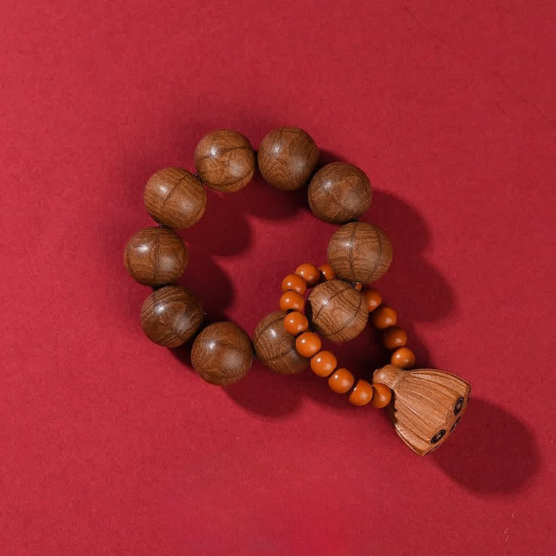 Peach Wood Lotus Pod Grounding Hand-Polished Tactile Meditation Beads Decorations