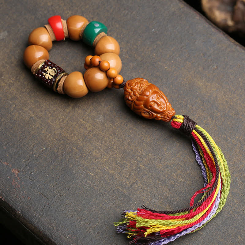 Bodhi Seed Avalokiteshvara Fu Character Peace Tibetan Colorful Tassel Tactile Meditation Beads Decorations