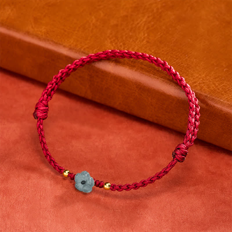 Jade Flower Red String Blessing Bracelet