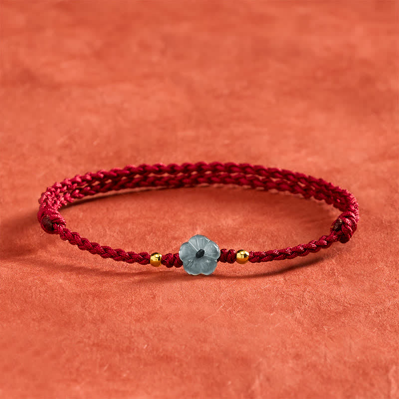Jade Flower Red String Blessing Bracelet