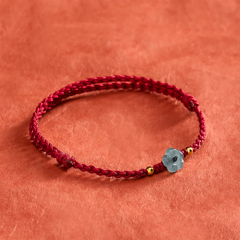 Jade Flower Red String Blessing Bracelet