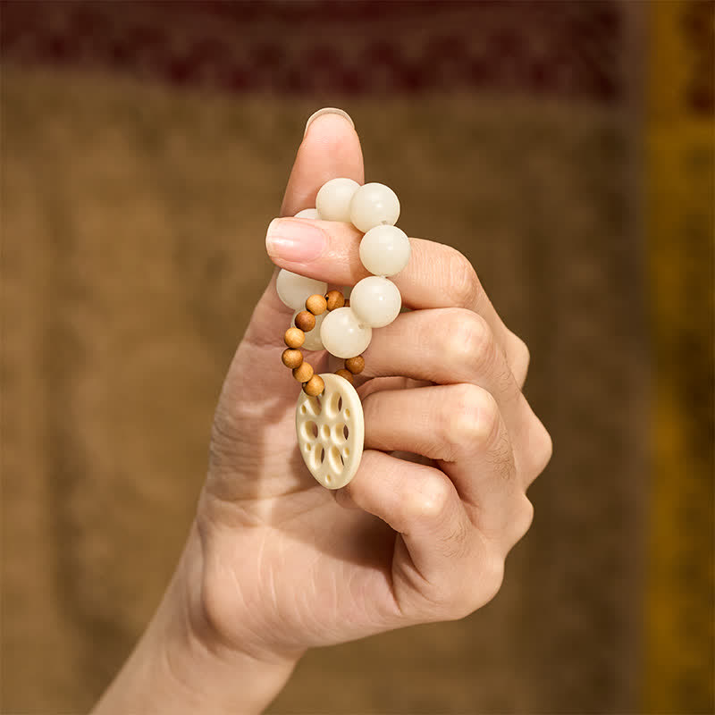White Bodhi Seed Lotus Root Pendant Luck Tactile Meditation Beads Decorations