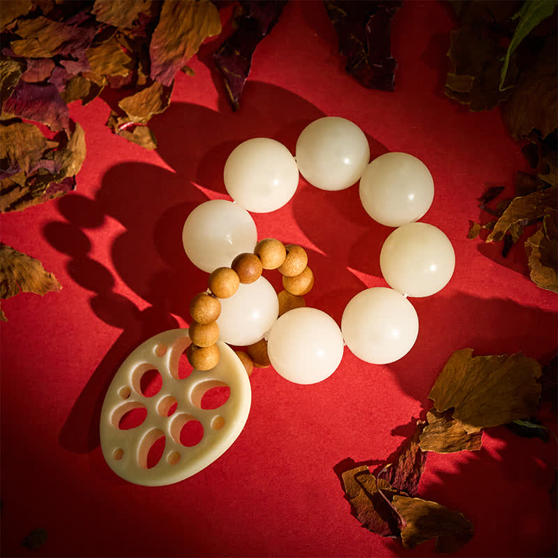 White Bodhi Seed Lotus Root Pendant Luck Tactile Meditation Beads Decorations
