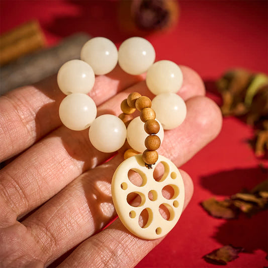 White Bodhi Seed Lotus Root Pendant Luck Tactile Meditation Beads Decorations