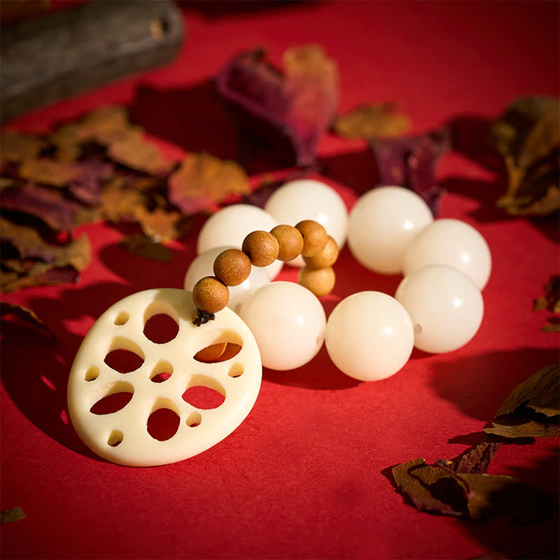 White Bodhi Seed Lotus Root Pendant Luck Tactile Meditation Beads Decorations