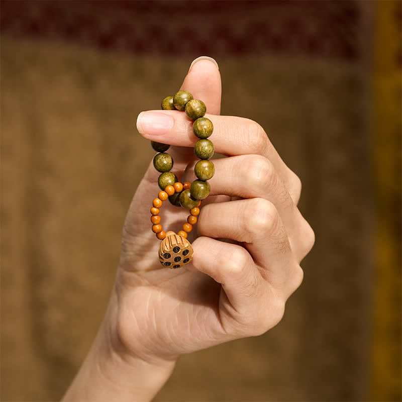 Green Sandalwood Lotus Pod Hand-Polished Tactile Meditation Beads Decorations
