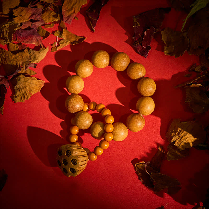 Green Sandalwood Lotus Pod Hand-Polished Tactile Meditation Beads Decorations