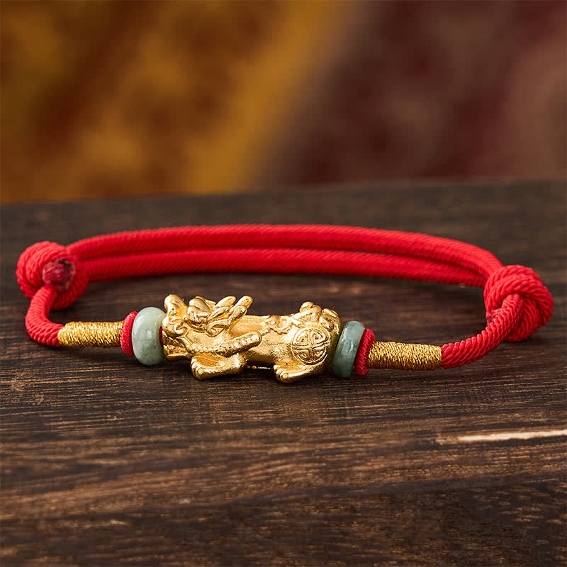 Copper Pi Xiu Wealth Red String Bracelet