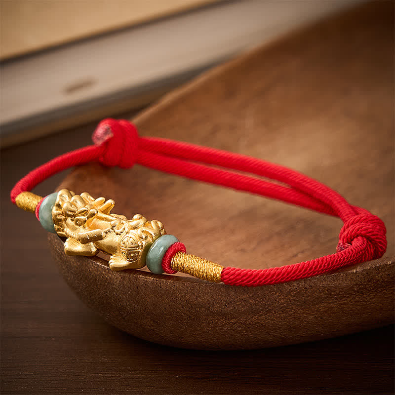 Copper Pi Xiu Wealth Red String Bracelet
