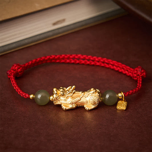 Copper Pi Xiu Fu Character Luck Red String Bracelet