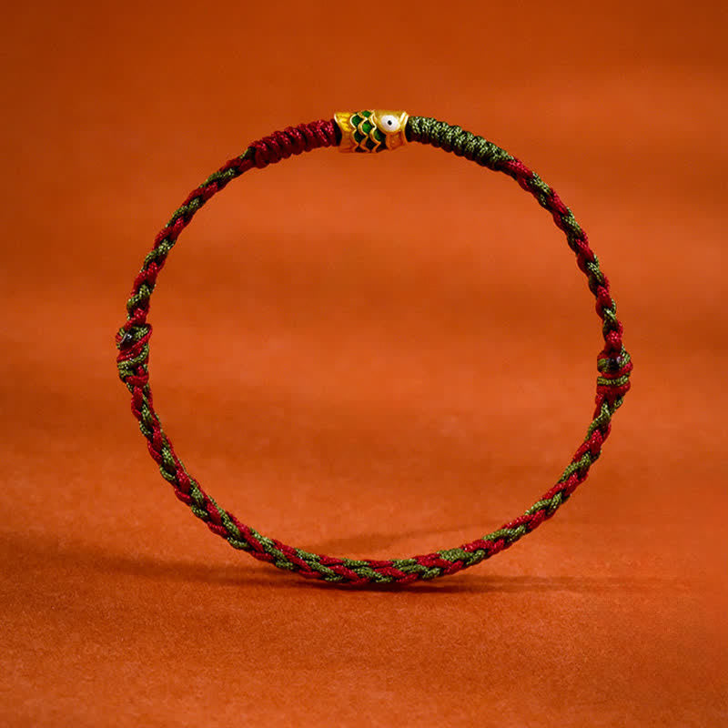 999 Gold Braided Colorful Red Green String Koi Fish Luck Bracelet Anklet