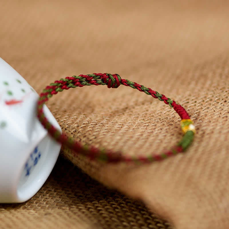 999 Gold Braided Colorful Red Green String Koi Fish Luck Bracelet Anklet