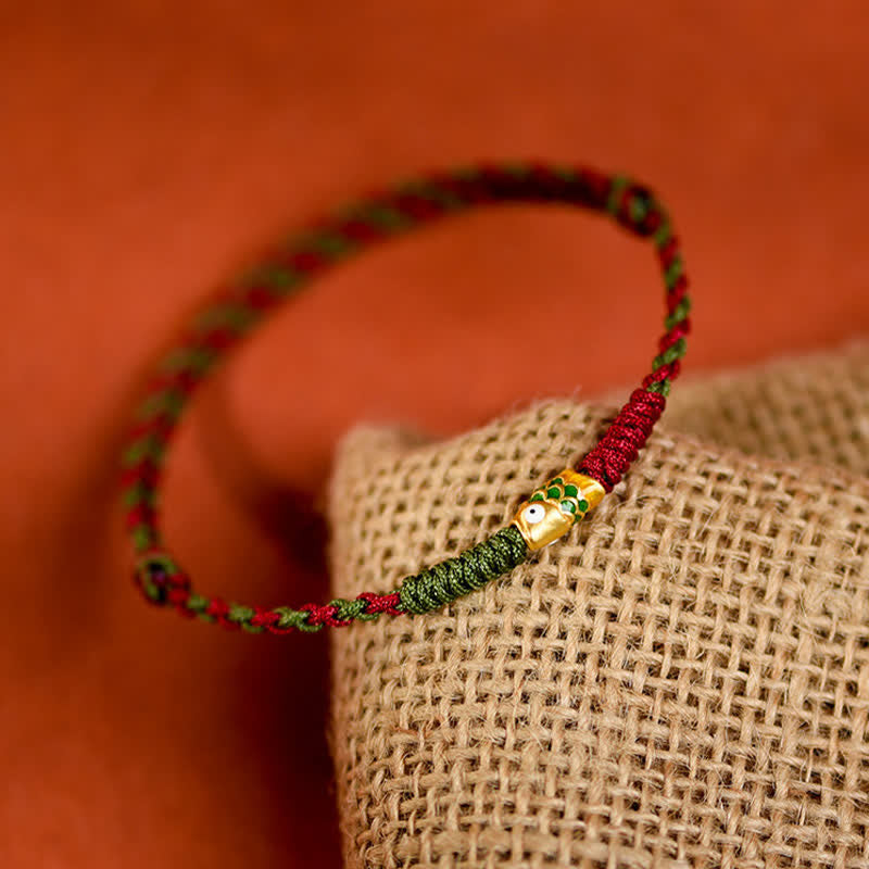 999 Gold Braided Colorful Red Green String Koi Fish Luck Bracelet Anklet