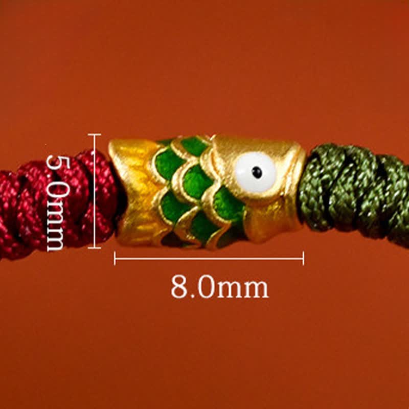 999 Gold Braided Colorful Red Green String Koi Fish Luck Bracelet Anklet