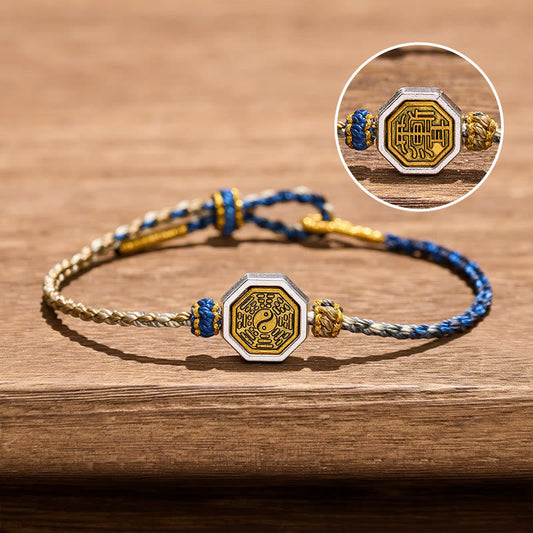 Hand-Woven Bagua Octagonal Spacer Balance String Lucky Adjustable Braided Cord Bracelet