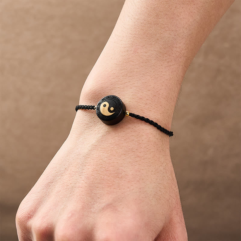 Ebony Wood Bagua Grounding Red String Bracelet
