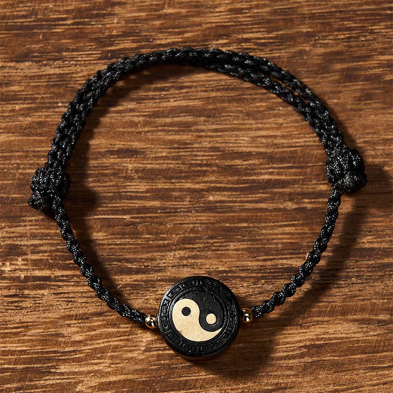Ebony Wood Bagua Grounding Red String Bracelet