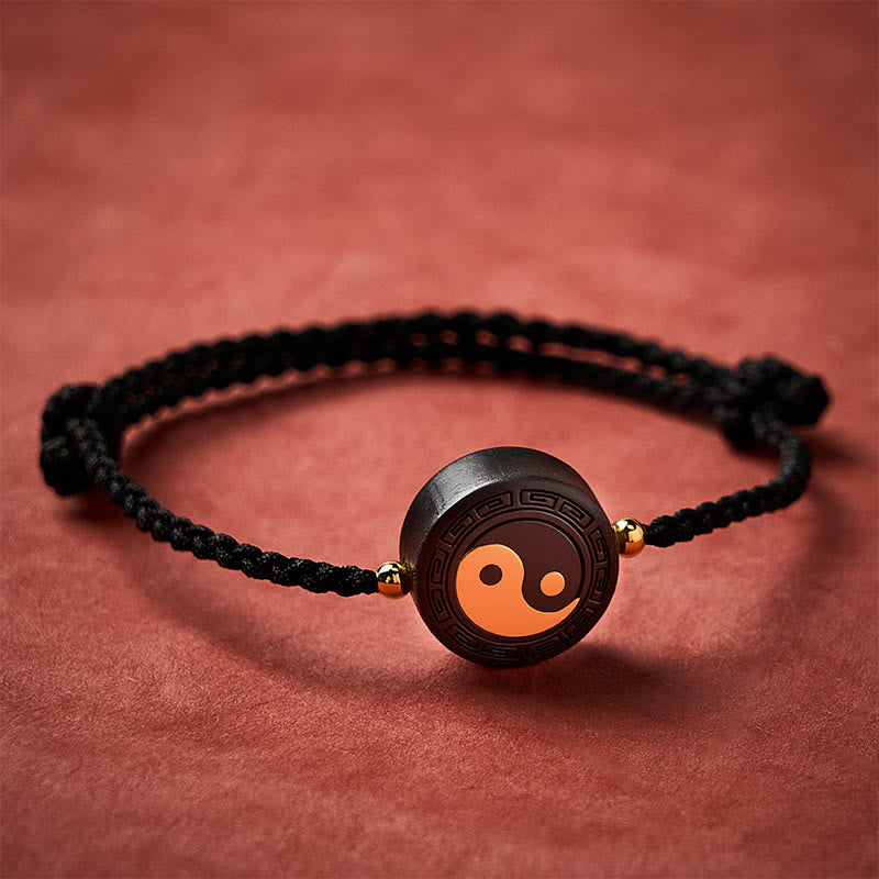 Ebony Wood Bagua Grounding Red String Bracelet
