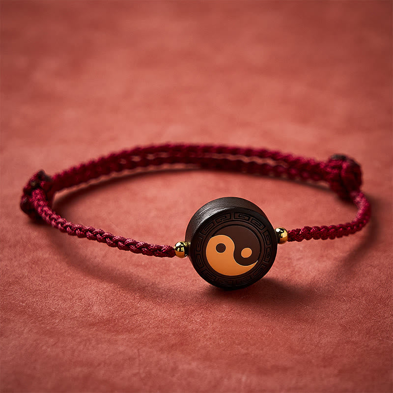 Ebony Wood Bagua Grounding Red String Bracelet