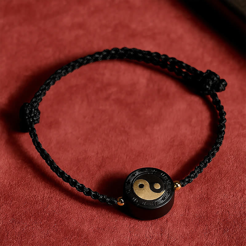 Ebony Wood Bagua Grounding Red String Bracelet