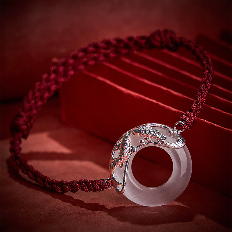 White Jade Koi Fish Wealth Red String Bracelet