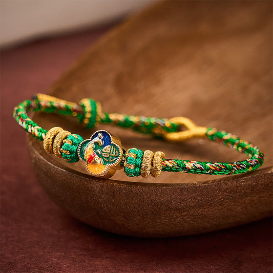 Hand-Woven Koi Fish Fu Character Success Rope Bracelet