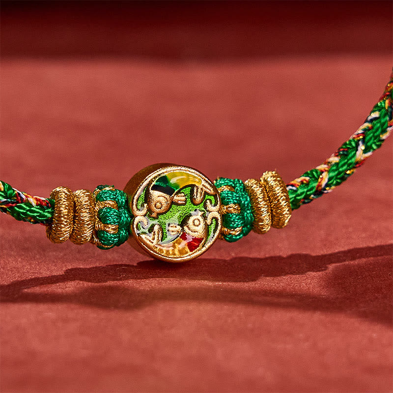 Hand-Woven String Double Koi Fish Protection Rope Bracelet