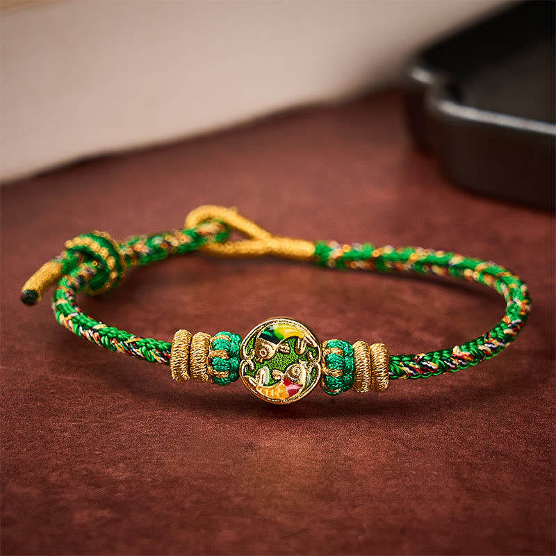 Hand-Woven String Double Koi Fish Protection Rope Bracelet