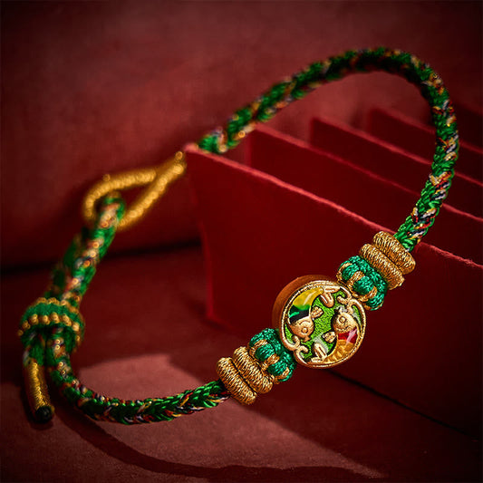 Hand-Woven String Double Koi Fish Protection Rope Bracelet