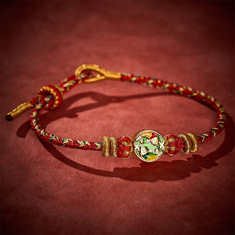 Hand-Woven String Double Koi Fish Protection Rope Bracelet