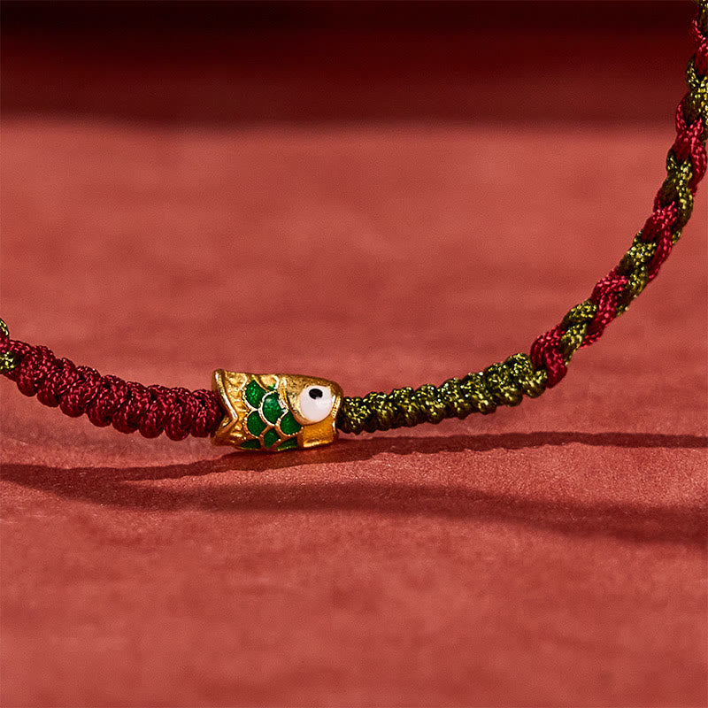 Braided Colorful Red Green String Koi Fish Luck Bracelet Anklet
