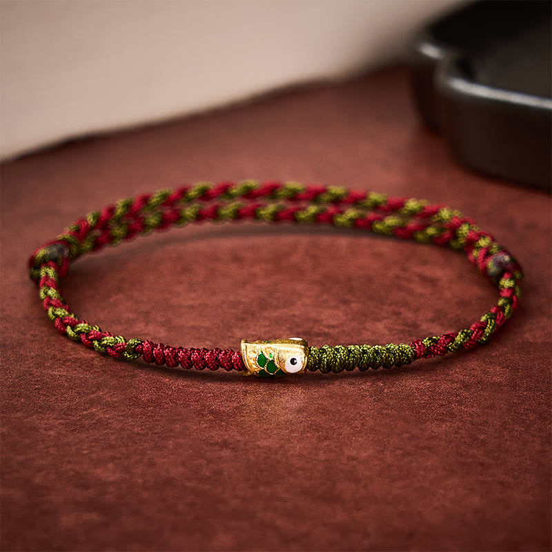 Braided Colorful Red Green String Koi Fish Luck Bracelet Anklet