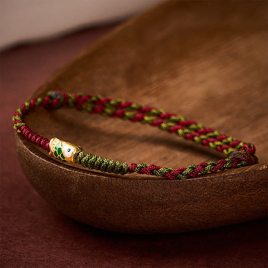 Braided Colorful Red Green String Koi Fish Luck Bracelet Anklet