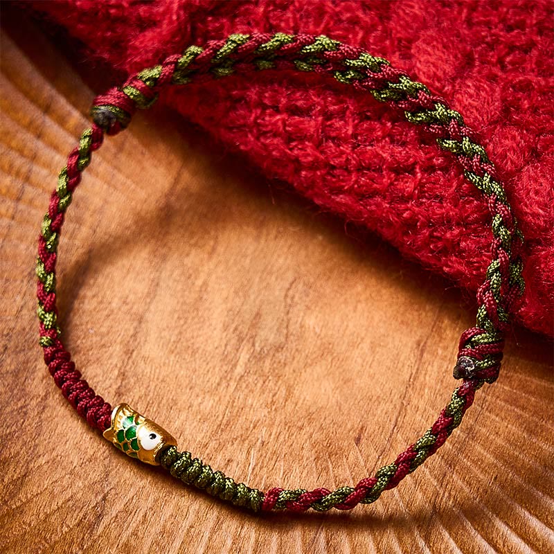 Braided Colorful Red Green String Koi Fish Luck Bracelet Anklet