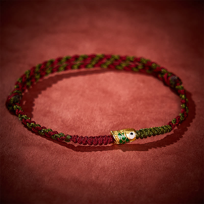 Braided Colorful Red Green String Koi Fish Luck Bracelet Anklet