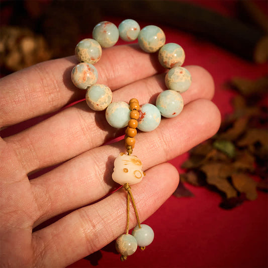 Shoushan Stone Charcoal-Grilled Cat Luck Tactile Meditation Beads Decorations