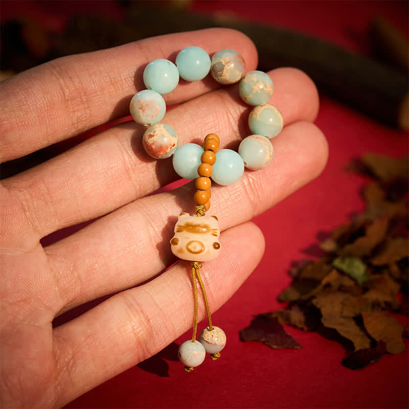 Shoushan Stone Charcoal-Grilled Cat Luck Tactile Meditation Beads Decorations